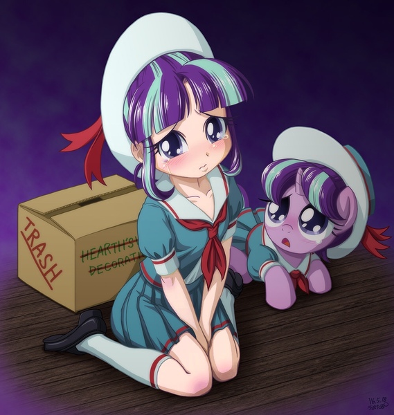 Size: 1000x1054 | Tagged: safe, artist:uotapo, color edit, derpibooru import, edit, editor:overlord 2, starlight glimmer, human, unicorn, equestria girls, g4, colored, horn, image, jpeg, light skin, skin color edit