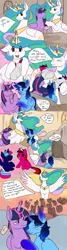 Size: 2667x10000 | Tagged: safe, derpibooru import, princess celestia, twilight sparkle, twilight sparkle (alicorn), oc, oc:blue thunder, alicorn, pony, celebration, coronation, crying, everypony, foal, image, jpeg, prince, princess