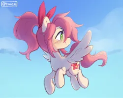 Size: 1500x1200 | Tagged: safe, artist:cuiicie, derpibooru import, oc, oc:strawberry splash, unofficial characters only, pegasus, female, flying, image, jpeg, solo