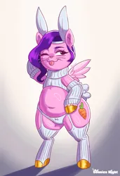 Size: 5324x7804 | Tagged: suggestive, artist:zendora, derpibooru import, pipp, pipp petals, pony, rabbit, g5, adipipp, adorapipp, alternative cutie mark, animal, animal costume, belly button, bowtie panties, bunny costume, bunny ears, chubby, clothes, costume, cute, eyelashes, fat, female, image, legwarmers, lingerie, looking sideways, mare, pipp is chubby, pipp is short, png, posing for photo, shiny body, shortstack, solo, stockings, thigh highs, thighs, thunder thighs, tongue out, whiskers, winking at you