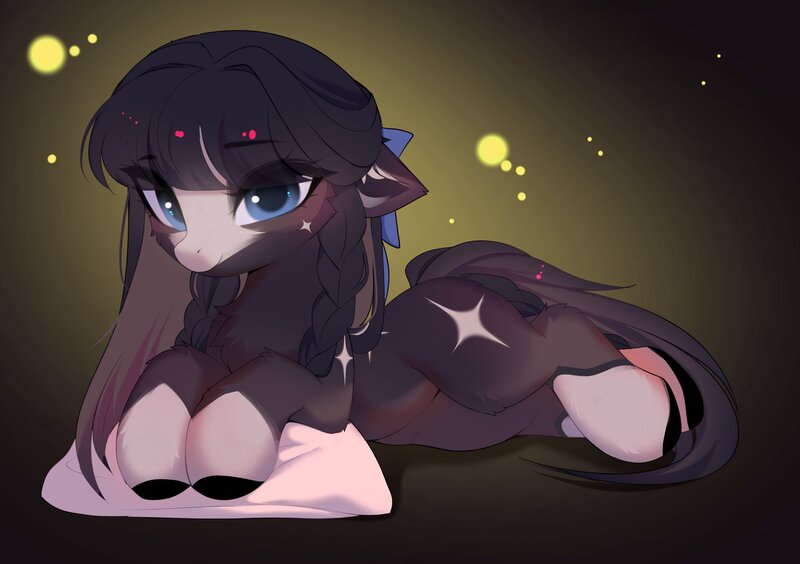 Size: 4096x2886 | Tagged: safe, artist:empress-twilight, ponerpics import, oc, oc:obsidian limelight, unofficial characters only, pony, abstract background, female, hooves, image, jpeg, lying down, mare, pillow