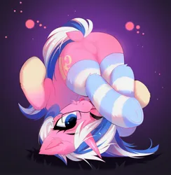 Size: 1995x2048 | Tagged: safe, artist:empress-twilight, ponerpics import, oc, unofficial characters only, pony, abstract background, butt, clothes, female, glasses, hooves, image, jpeg, mare, one eye closed, socks, striped socks, tongue out