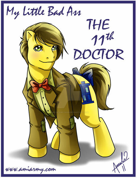 Size: 1024x1326 | Tagged: safe, artist:amelie-ami-chan, derpibooru import, part of a set, ponified, earth pony, pony, series:my little bad ass, 2011, bow, bowtie, clothes, deviantart watermark, doctor who, eleventh doctor, image, jacket, jpeg, looking at you, male, necktie, obtrusive watermark, part of a series, signature, simple background, stallion, tail, tail bow, watermark, white background