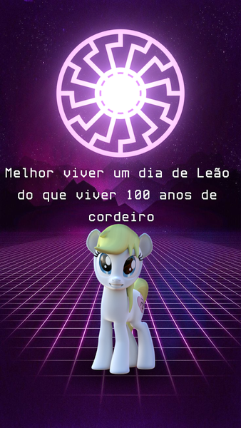 Size: 520x924 | Tagged: safe, artist:dpr, oc, oc:aryanne, altbrony, black sun, brazilian portuguese, brony, fascism, fascist, fashwave, image, mlpol, my little pony, nazi, png, sonnenrad