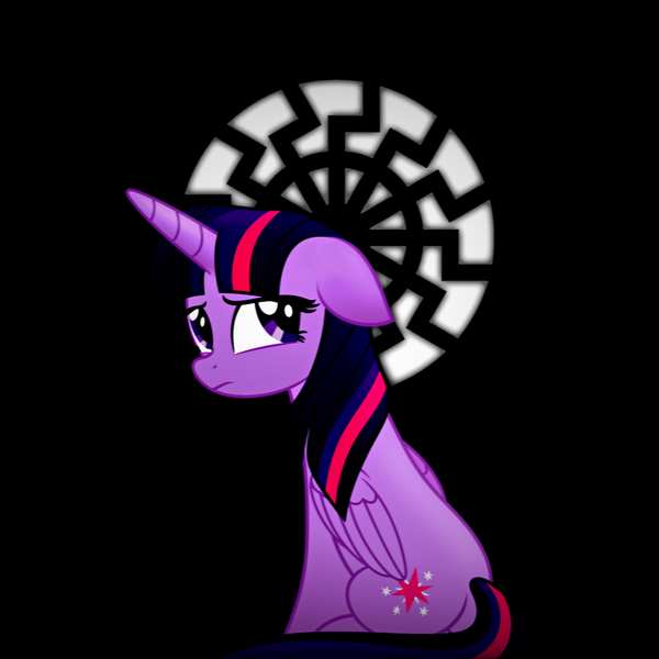 Size: 924x924 | Tagged: safe, artist:dpr, twilight sparkle, altbrony, black sun, brony, fascism, fascist, image, mlpol, my little pony, nazi, neo nazi, png, sonnenrad