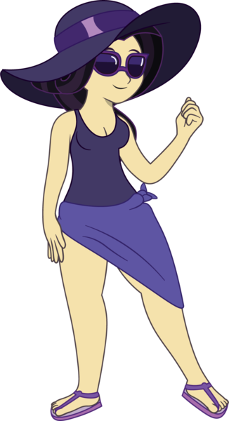 Size: 825x1519 | Tagged: safe, artist:prixy05, derpibooru import, rarity, human, g4, clothes, hat, humanized, image, light skin, png, solo, sun hat, sunglasses, swimsuit, towel, towel around waist