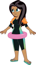 Size: 728x1323 | Tagged: safe, artist:prixy05, derpibooru import, fluttershy, human, g4, humanized, image, inner tube, moderate dark skin, png, pool toy, solo, water wings, wetsuit