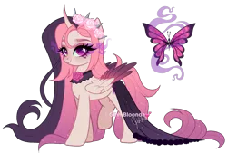 Size: 2132x1442 | Tagged: safe, artist:gihhbloonde, derpibooru import, oc, alicorn, pony, female, image, mare, offspring, parent:fluttershy, parent:king sombra, parents:sombrashy, png, simple background, solo, transparent background