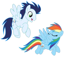 Size: 3211x2840 | Tagged: safe, artist:soarindasher10, ponerpics import, ponybooru import, rainbow dash, soarin', pegasus, pony, cute, dashabetes, female, flying, if only, image, male, mare, png, shipping, simple background, soarindash, stallion, straight, transparent background