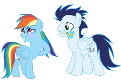 Size: 750x521 | Tagged: safe, artist:soarindasher10, ponerpics import, ponybooru import, rainbow dash, soarin', pegasus, pony, female, image, male, mare, png, shipping, simple background, soarindash, stallion, straight, transparent background