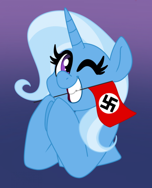 Size: 1724x2137 | Tagged: safe, artist:dpr, trixie, pony, unicorn, altbrony, anti lgbt, brony, fascism, fascist, homophobia, image, my little pony, nazi, nazi flag, neo nazi, png