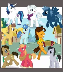 Size: 857x981 | Tagged: safe, derpibooru import, big macintosh, caramel, cheese sandwich, doctor whooves, double diamond, lucky clover, party favor, shining armor, star hunter, time turner, earth pony, pegasus, pony, unicorn, g4, clothes, collage, horn, image, jpeg, male, needs more jpeg, stallion