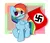 Size: 3928x3401 | Tagged: safe, artist:kittyrosie, edit, editor:dpr, editor:edits of hate, rainbow dash, pegasus, pony, flag, image, mouth hold, nazi, nazi flag, passepartout, png, raised hoof, raised leg, solo