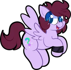 Size: 1578x1568 | Tagged: safe, artist:saveraedae, derpibooru import, oc, oc:markey malarkey, ponified, unofficial characters only, pegasus, pony, crossover, flying, image, looking at you, male, open mouth, png, purple fur, simple background, solo, teal eyes, the mark side, transparent background, wristband