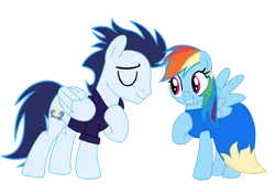 Size: 4081x2840 | Tagged: safe, artist:soarindasher10, ponerpics import, ponybooru import, rainbow dash, soarin', pegasus, pony, clothes, cute, dashabetes, dress, female, if only, image, male, mare, png, shipping, simple background, soarindash, stallion, straight, transparent background