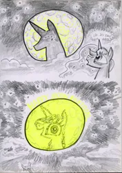 Size: 2121x3000 | Tagged: safe, artist:ja0822ck, derpibooru import, princess luna, alicorn, pony, g5, my little pony: tell your tale, cloud, female, flying, image, jpeg, mare, moon, moon festival, sky, stars, traditional art