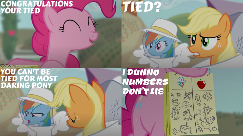 Size: 1280x720 | Tagged: safe, derpibooru import, edit, edited screencap, editor:quoterific, screencap, applejack, pinkie pie, rainbow dash, earth pony, pegasus, pony, castle mane-ia, g4, season 4, female, image, mare, png