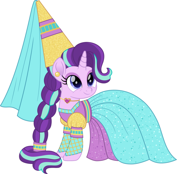 Size: 2040x2000 | Tagged: safe, artist:cloudy glow, derpibooru import, starlight glimmer, unicorn, female, horn, image, png, princess, princess costume, rapunzel, simple background, solo, transparent background, vector