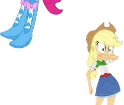 Size: 2989x2520 | Tagged: safe, derpibooru import, edit, edited screencap, editor:homersimpson1983, screencap, applejack, pinkie pie, human, equestria girls, g4, background removed, boots, clothes, duo, duo female, female, image, not a vector, png, shoes