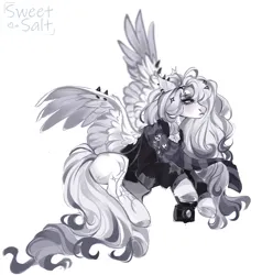 Size: 2821x2843 | Tagged: safe, artist:sweettsa1t, derpibooru import, oc, oc:miles, unofficial characters only, pegasus, pony, camera, clothes, ear piercing, earring, high res, image, jewelry, male, piercing, png, scarf, signature, simple background, solo, spread wings, stallion, striped scarf, sweater, white background, wing piercing, wings