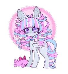 Size: 1058x1154 | Tagged: safe, artist:cutesykill, derpibooru import, oc, oc:princess marshmallow, unofficial characters only, alicorn, rabbit, alicorn oc, animal, bangs, big ears, big eyes, blue sclera, circle background, colored pinnae, colored sclera, concave belly, decapitated, eyelashes, female, female oc, floating head, folded wings, frown, horn, image, jpeg, lace, long legs, looking at you, lore in description, mare oc, pigtails, princess, purple eyes, ringlets, simple background, slit pupils, small horn, solo, sparkles, standing, thick eyelashes, three toned mane, three toned tail, twintails, unicorn horn, white background, white coat, wide eyes, wings