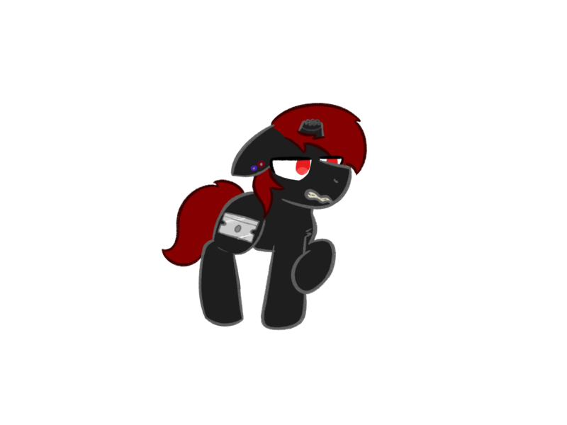 Size: 2732x2048 | Tagged: safe, anonymous artist, derpibooru import, oc, oc:razor blade, oc:razor blade (batches of ponies), unofficial characters only, pony, unicorn, broken horn, colt, colt oc, donut steel, ear piercing, edgy, emo, foal, growling, horn, image, male, piercing, png, pony oc, raised hoof, red and black oc, red eyes, simple background, solo, transparent background, unicorn oc