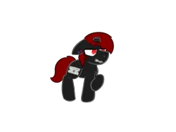 Size: 2732x2048 | Tagged: safe, anonymous artist, derpibooru import, oc, oc:razor blade, oc:razor blade (batches of ponies), unofficial characters only, pony, unicorn, broken horn, colt, colt oc, donut steel, ear piercing, edgy, emo, foal, growling, horn, image, male, piercing, png, pony oc, raised hoof, red and black oc, red eyes, simple background, solo, transparent background, unicorn oc