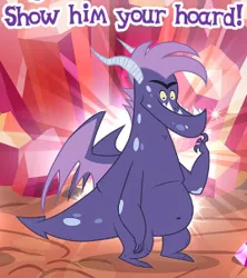 Size: 268x302 | Tagged: safe, derpibooru import, vex, dragon, g4, background dragon, cropped, english, gameloft, image, male, meme, my little pony: magic princess, png, solo, teenaged dragon, text, wow! glimmer