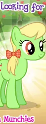 Size: 132x355 | Tagged: safe, derpibooru import, apple munchies, earth pony, pony, g4, apple family member, cropped, english, female, gameloft, image, mare, meme, my little pony: magic princess, picture for breezies, png, solo, text, wow! glimmer