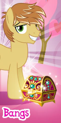 Size: 125x251 | Tagged: safe, derpibooru import, feather bangs, earth pony, pony, g4, cropped, english, gameloft, image, looking at you, male, meme, my little pony: magic princess, png, smiling, smiling at you, solo, stallion, text, wow! glimmer