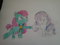 Size: 4032x3024 | Tagged: safe, artist:batman714, derpibooru import, minty, potion nova, pony, g3, g4, my little pony: pony life, duo, image, jpeg, traditional art