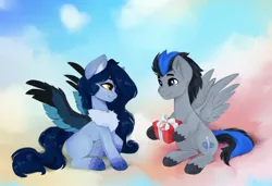 Size: 1782x1219 | Tagged: safe, artist:shooshaa, ponerpics import, oc, oc:tundra, unofficial characters only, pony, duo male and female, female, image, jpeg, looking at each other, male, mare, present, stallion