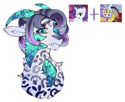 Size: 1280x1043 | Tagged: safe, artist:malinraf1615, derpibooru import, discord, rarity, oc, draconequus, hybrid, g4, bust, image, interspecies offspring, offspring, parent:discord, parent:rarity, parents:raricord, png, portrait, simple background, transparent background