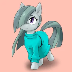 Size: 1200x1200 | Tagged: safe, artist:a.s.e, derpibooru import, marble pie, earth pony, pony, clothes, cute, dress, female, hair over one eye, image, jpeg, marblebetes, mare, simple background, smiling, solo