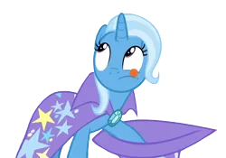 Size: 1410x987 | Tagged: safe, derpibooru import, edit, edited screencap, screencap, vector edit, trixie, pony, unicorn, a matter of principals, g4, season 8, spoiler:s08, cape, clothes, concentrating, female, hat, horn, image, looking up, magic trick, mare, png, pulling out, robe, simple background, solo, stars, tongue out, transparent background, trixie's cape, trixie's hat, vector, wizard hat, wizard robe