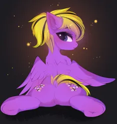 Size: 1924x2048 | Tagged: safe, artist:empress-twilight, ponerpics import, oc, oc:sunny smiles, unofficial characters only, pony, abstract background, butt, female, hooves, image, jpeg, looking back, mare, splits