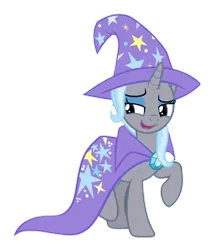 Size: 813x968 | Tagged: safe, alternate version, derpibooru import, edit, edited screencap, screencap, vector edit, trixie, pony, unicorn, a matter of principals, g4, season 8, spoiler:s08, cape, clothes, eyeshadow, female, hat, horn, image, looking sideways, makeup, mare, png, raised hoof, raised leg, recolor, robe, simple background, smiling, smug, solo, stars, transparent background, trixie's cape, trixie's hat, vector, wizard hat, wizard robe