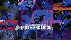 Size: 1280x721 | Tagged: safe, derpibooru import, edit, edited screencap, editor:quoterific, screencap, nightmare moon, alicorn, pony, a royal problem, do princesses dream of magic sheep, friendship is magic, g4, luna eclipsed, princess twilight sparkle (episode), season 1, season 2, season 4, season 5, season 7, castle of the royal pony sisters, everfree forest, female, image, jpeg, mare, ponyville town hall