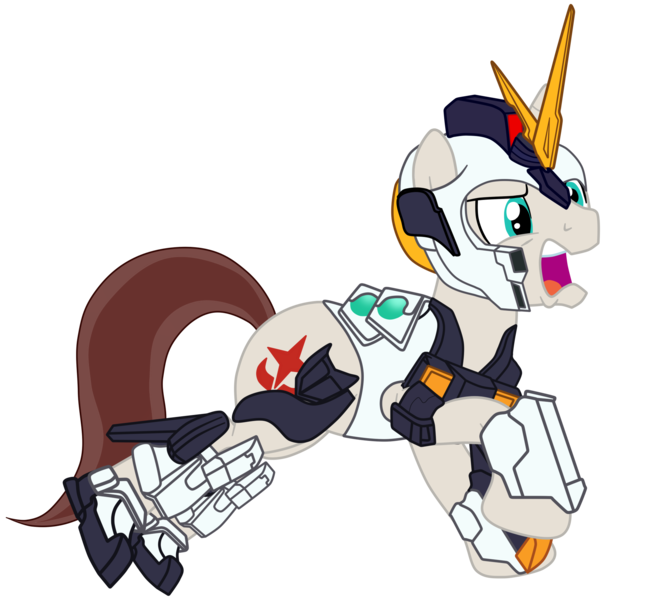 Size: 1985x1813 | Tagged: safe, artist:gmaplay, derpibooru import, oc, oc:stardust memory, pony, unicorn, angry, armor, glow, glowing horn, gundam, horn, image, magic, nu gundam, png, royal guard, royal guard armor, solo