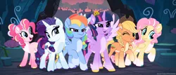 Size: 4000x1718 | Tagged: safe, artist:lovinglypromise, derpibooru import, applejack, fluttershy, pinkie pie, rainbow dash, rarity, twilight sparkle, pony, alternate design, cloven hooves, image, mane six, png, twitterina design