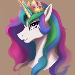 Size: 640x640 | Tagged: safe, ai content, derpibooru import, machine learning generated, prompter:atimkos, princess celestia, alicorn, generator:frosting.ai, image, jpeg, solo