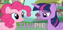 Size: 828x401 | Tagged: safe, artist:hyenari6296, derpibooru import, pinkie pie, twilight sparkle, twilight sparkle (alicorn), alicorn, earth pony, female, image, jpeg, lesbian, shipping, twinkie