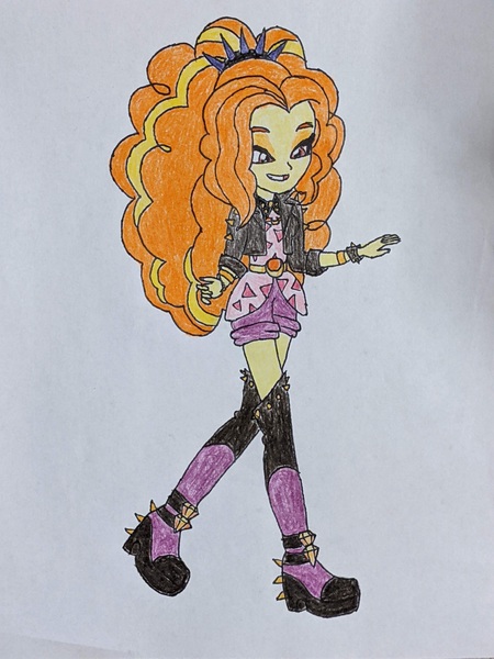 Size: 3024x4032 | Tagged: safe, artist:biggernate91, derpibooru import, editor:biggernate91, adagio dazzle, equestria girls, equestria girls series, find the magic, g4, spoiler:eqg series (season 2), bracelet, clothes, derpibooru exclusive, female, headband, image, jacket, jewelry, jpeg, leather, leather jacket, my little pony equestria girls: better together, photo, rainbow rocks 10th anniversary, smiling, solo, spiked headband, spiked wristband, trace, traditional art, wristband