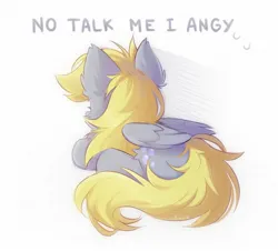 Size: 1788x1616 | Tagged: safe, artist:lerkfruitbat, derpibooru import, derpy hooves, pegasus, pony, g4, chest fluff, ear fluff, female, folded wings, image, jpeg, lying down, mare, meme, no talk me im angy, ponified animal photo, ponified meme, ponyloaf, prone, shadow, simple background, solo, white background, wings