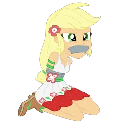 Size: 2000x2000 | Tagged: safe, artist:nie-martw-sie-o-mnie, derpibooru import, applejack, human, equestria girls, g4, applesub, bondage, boots, clothes, cowboy boots, dress, equestria girls specials, female, femsub, freckles, gag, image, kneeling, my little pony equestria girls: spring breakdown, png, shoes, simple background, solo, submissive, tape, tape bondage, tape gag, transparent background