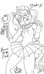 Size: 716x1200 | Tagged: safe, artist:sepiakeys, derpibooru import, oc, oc:blue giggles, anthro, crossdressing, image, monochrome, png, sailor moon (series), sailor senshi, solo