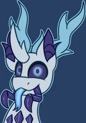 Size: 2155x3079 | Tagged: oc name needed, safe, artist:askhypnoswirl, derpibooru import, oc, changeling, bust, changeling oc, commission, horns, image, mandibles, png, portrait, reformed, solo, tongue out