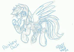 Size: 5000x3500 | Tagged: safe, artist:spaceponyarts, derpibooru import, rainbow dash, pegasus, pony, g4, absurd resolution, goggles, grin, image, jpeg, sketch, smiling, solo