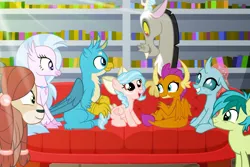 Size: 2048x1365 | Tagged: safe, artist:nasoupoliticien, derpibooru import, cozy glow, discord, gallus, ocellus, sandbar, silverstream, smolder, yona, a better ending for cozy, group, image, jpeg, older, older cozy glow, story included, student six