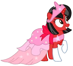 Size: 676x612 | Tagged: safe, artist:mickey1909, derpibooru import, oc, oc:minnie motion, unofficial characters only, unicorn, clothes, dress, female, gown, horn, image, jewelry, png, regalia, simple background, transparent background